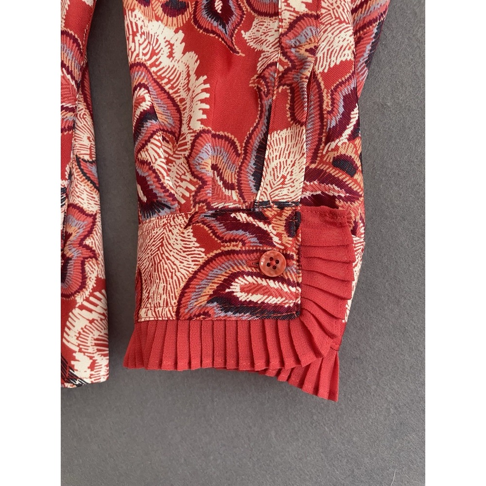 Chicos Women 3/XL 18 Blouse Button Up Shirt Pleat Trim Fall Floral‎ Thanksgiving